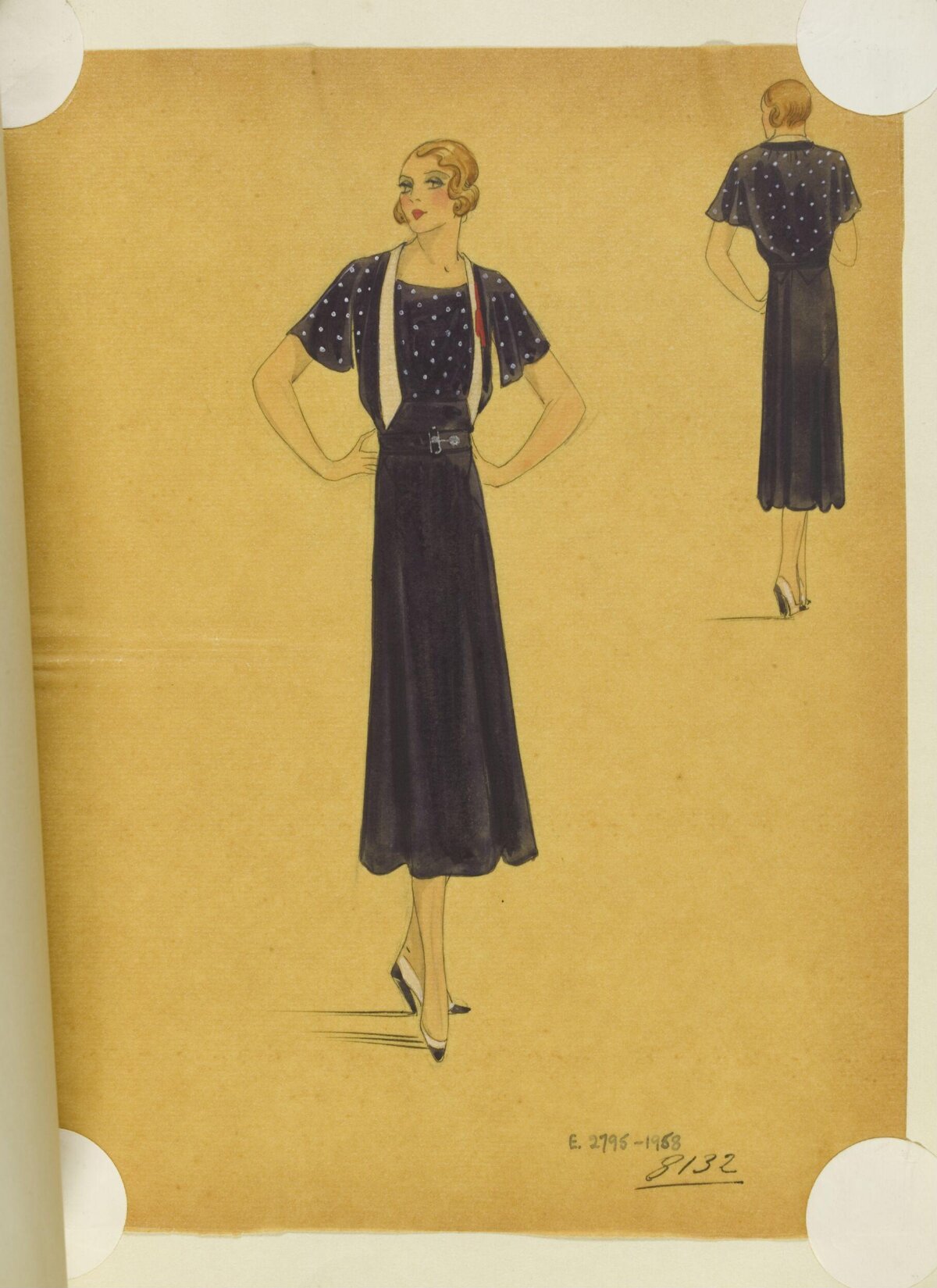 Vintage Black Dress Fashion Sketch
