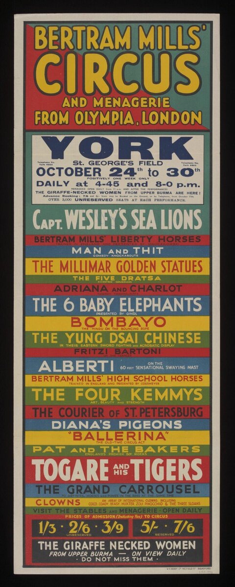 Vintage Bertram Mills Circus Poster