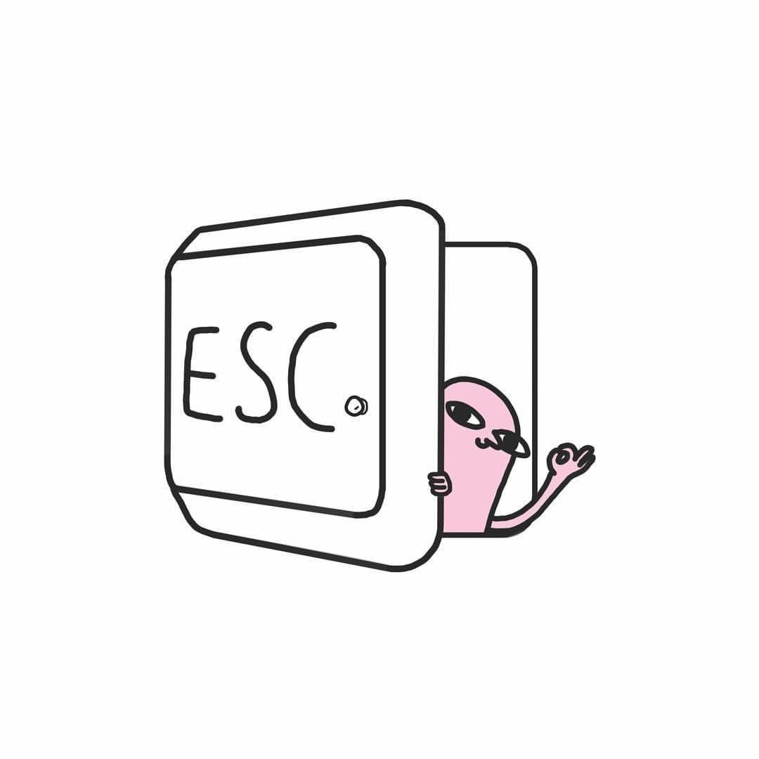 Pink Character Peeking From ESC Key
