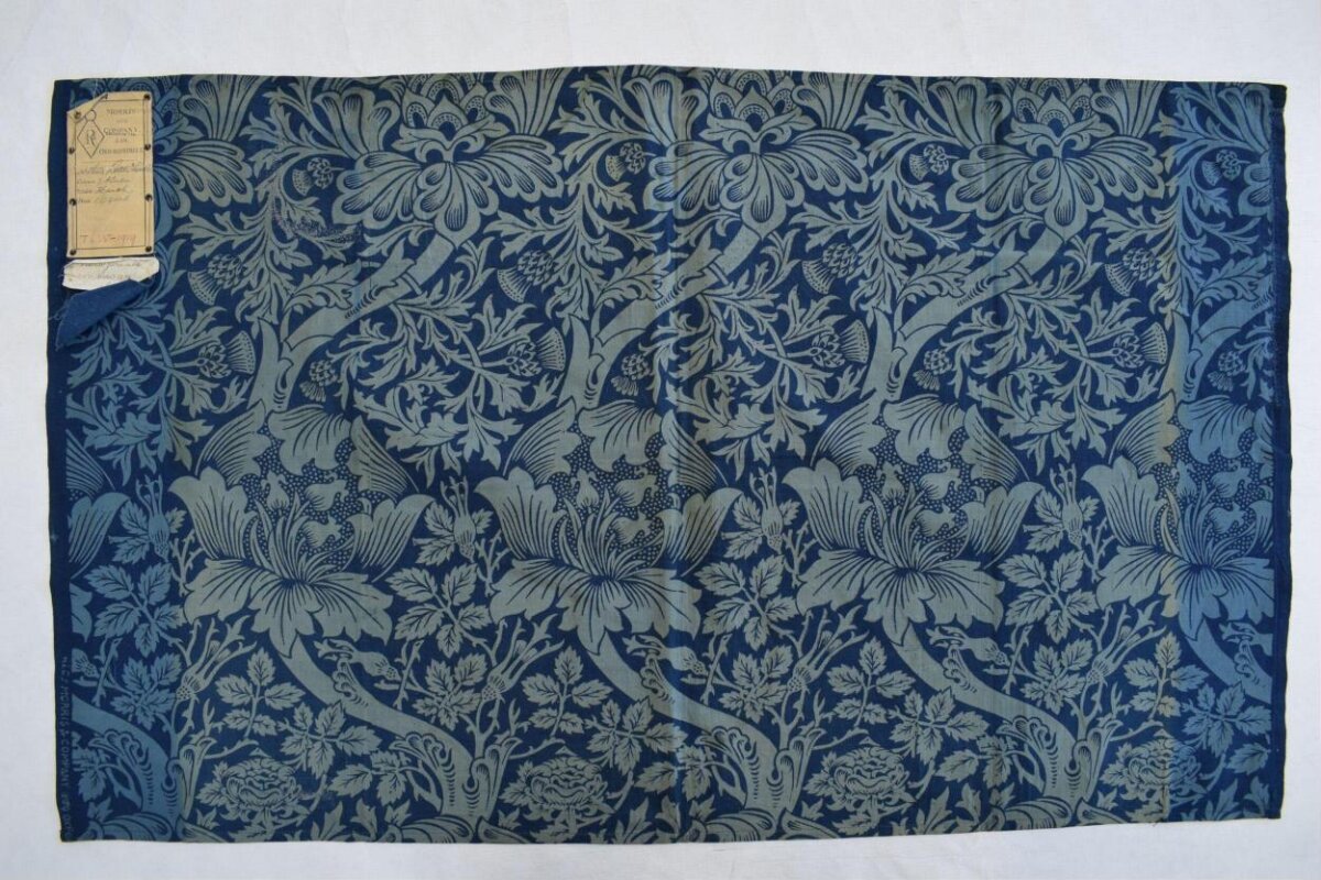Blue Floral Antique Textile Sample