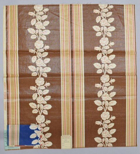 Vintage Floral Striped Fabric Sample