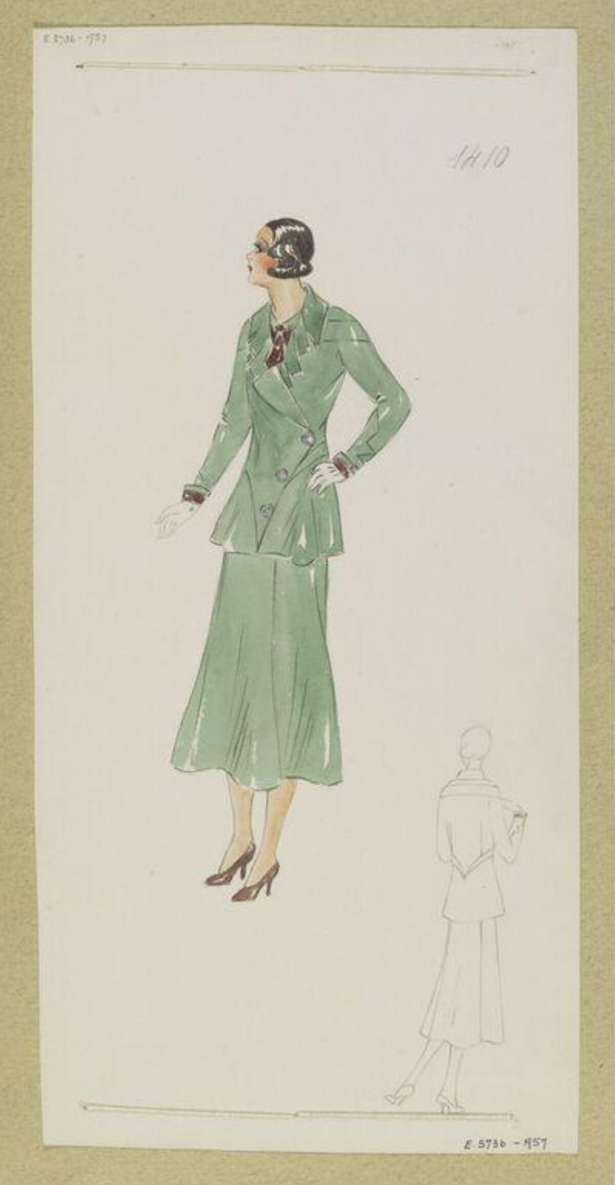 Vintage Green Suit Fashion Sketch