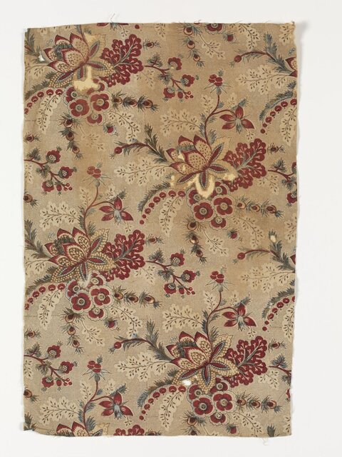 Antique Floral Printed Fabric Fragment