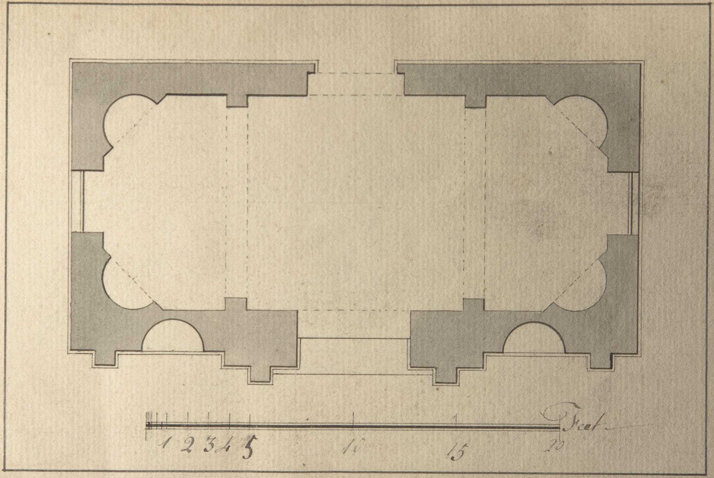 Antique Architectural Floor Plan Drawing