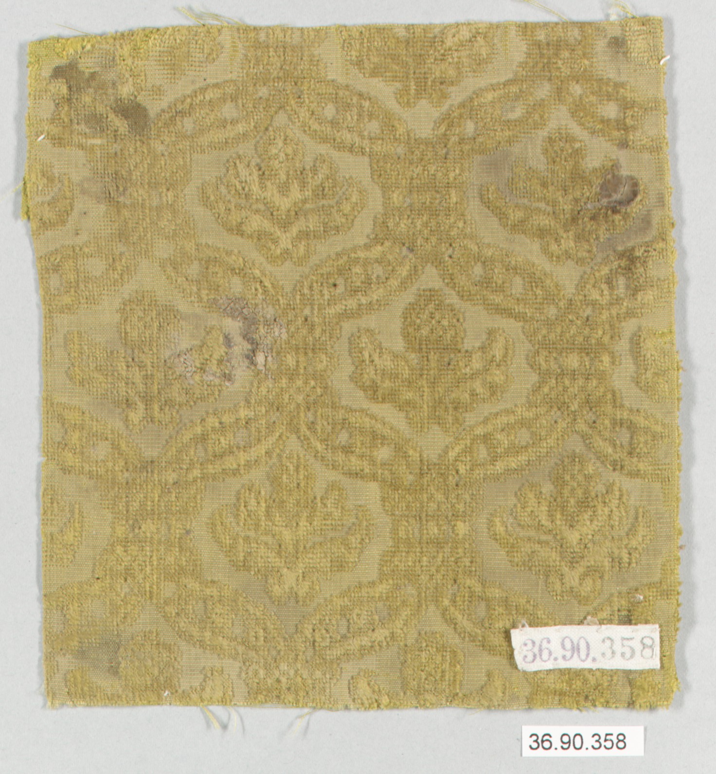 Yellow Floral Woven Textile Fragment