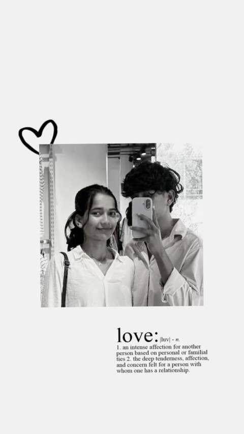 Couple Mirror Selfie with Love Definition