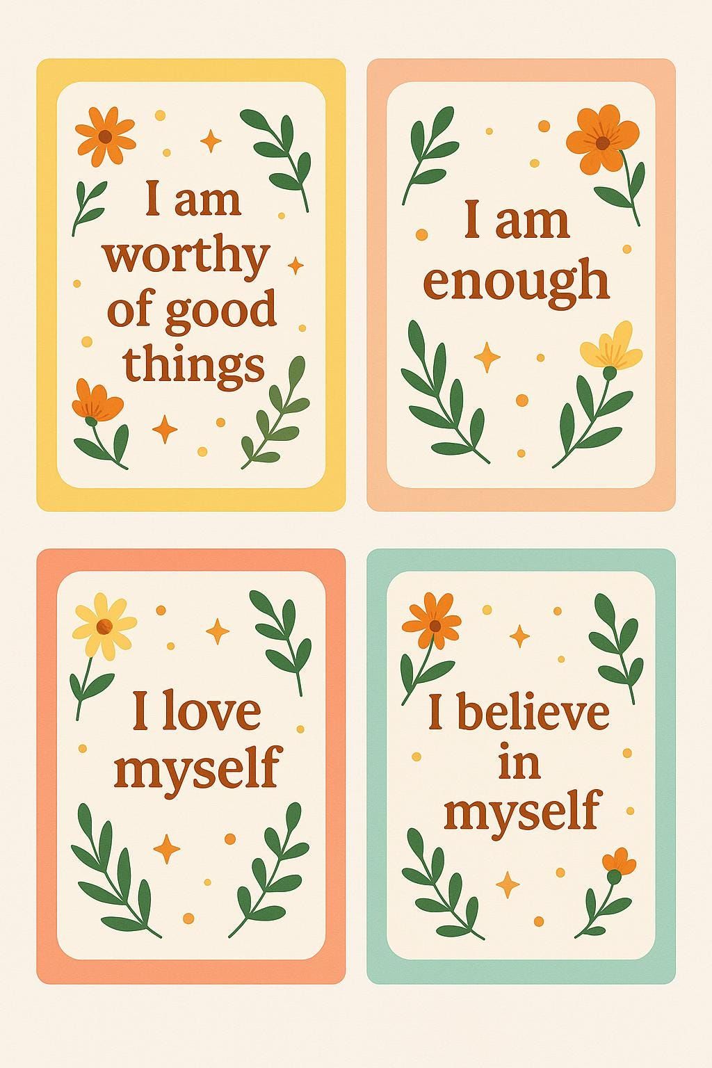 Positive Self Affirmation Cards