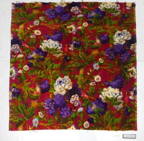 Red Floral Printed Fabric Swatch