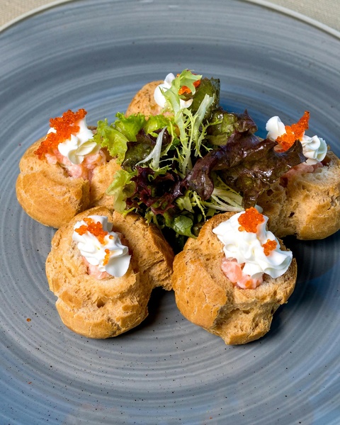 Savory Choux Puffs with Salmon and Roe