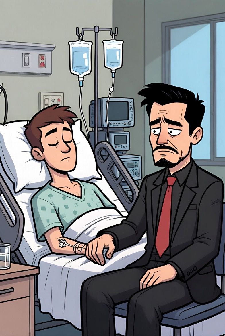 Man Visiting Patient in Hospital