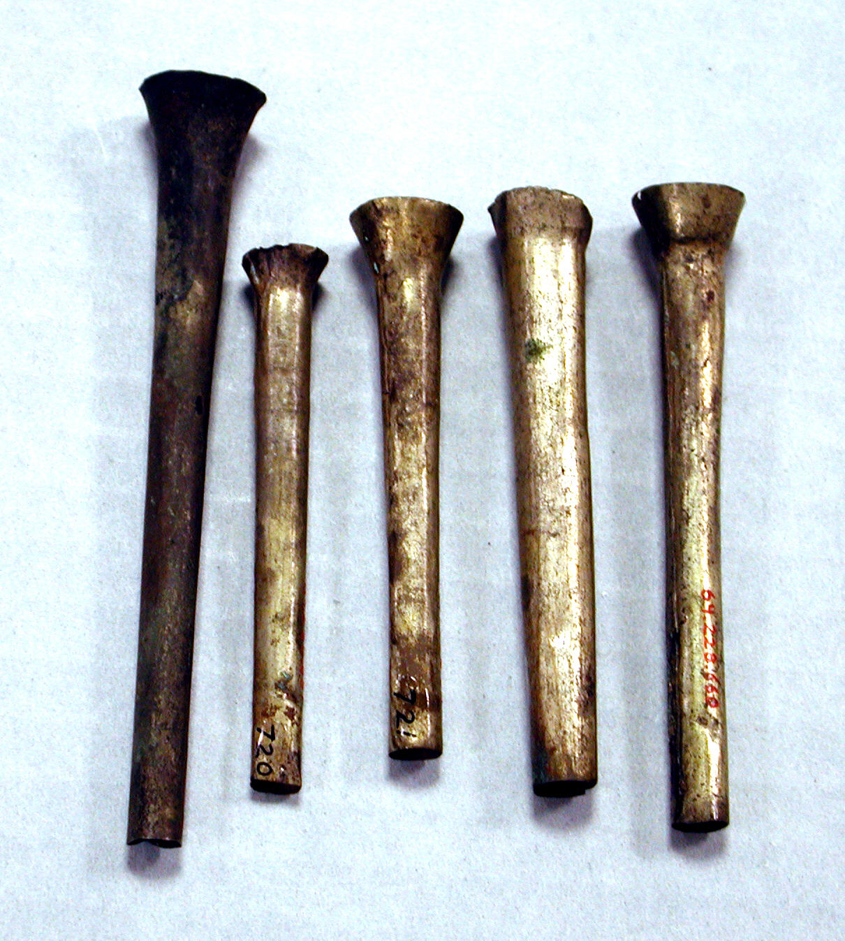 Five Ancient Bronze Pipe Artifacts