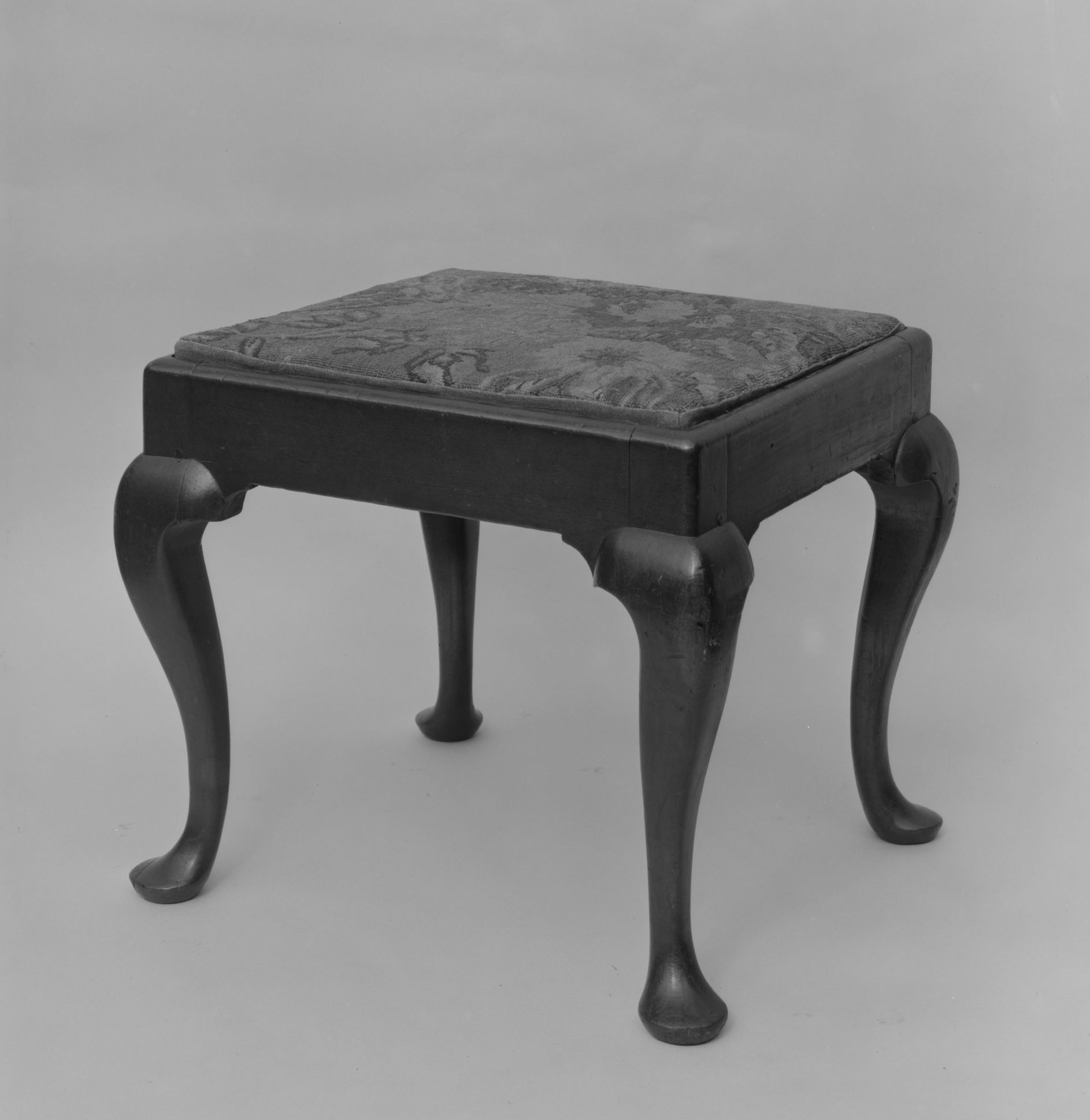 Antique Wooden Upholstered Footstool