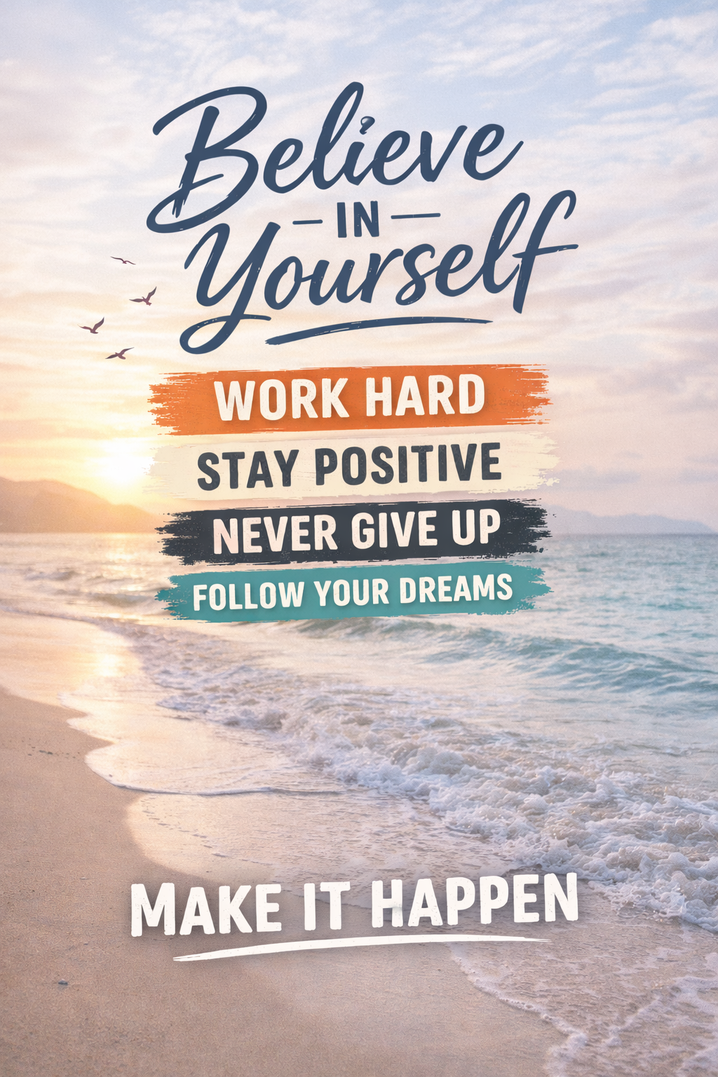 Motivational Quotes on Sunset Beach