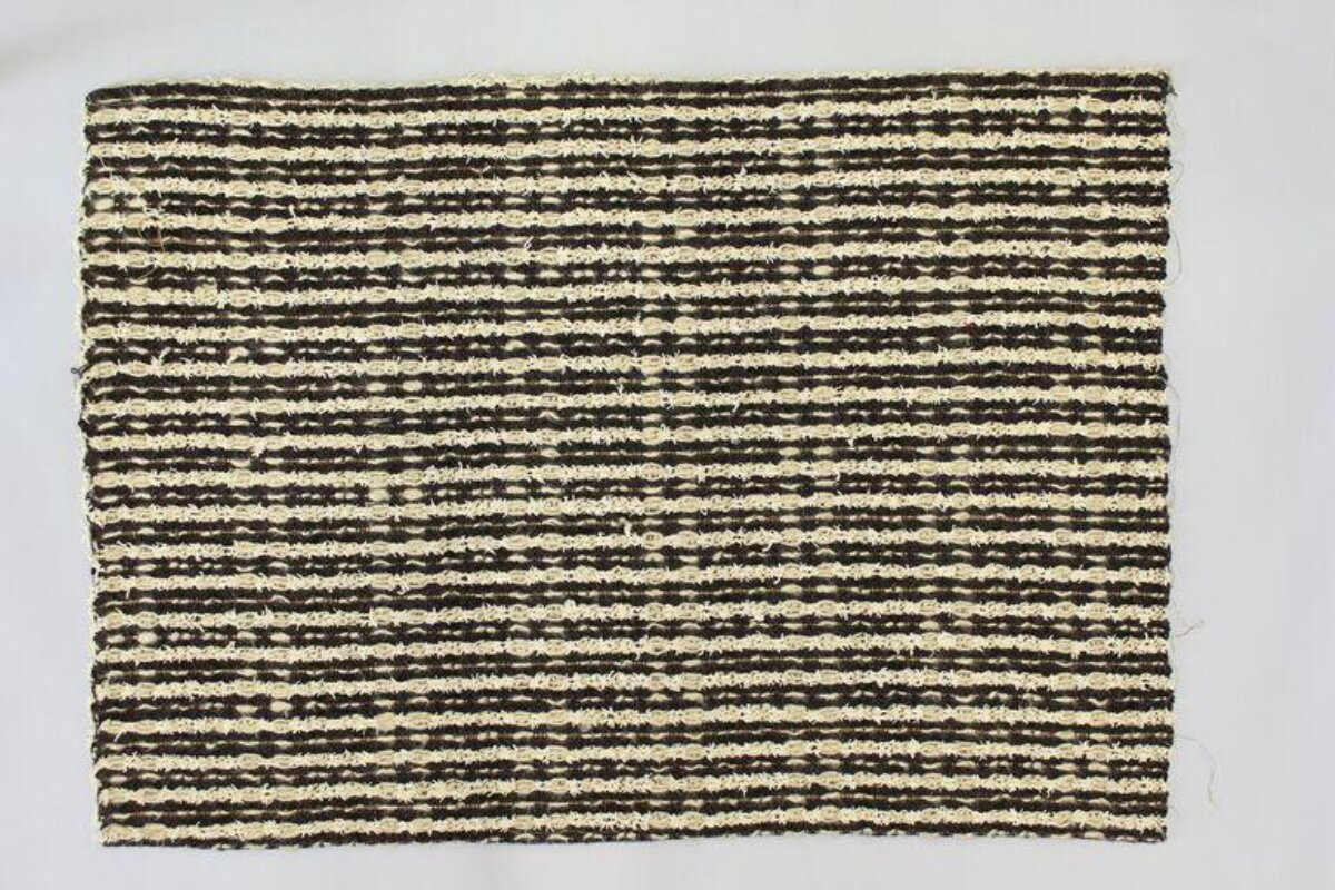 Black Beige Striped Woven Rug