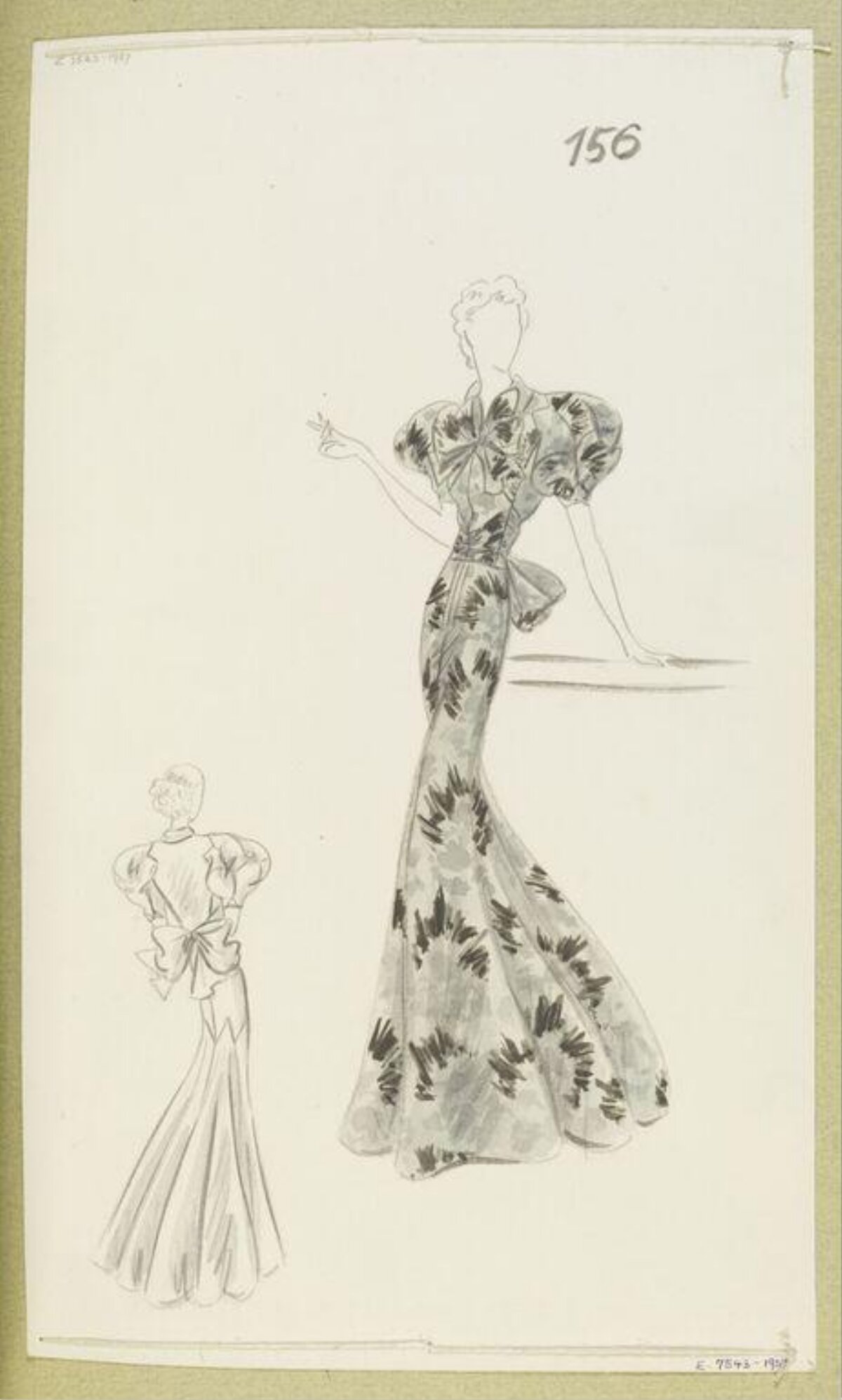 Vintage Evening Gown Fashion Sketch