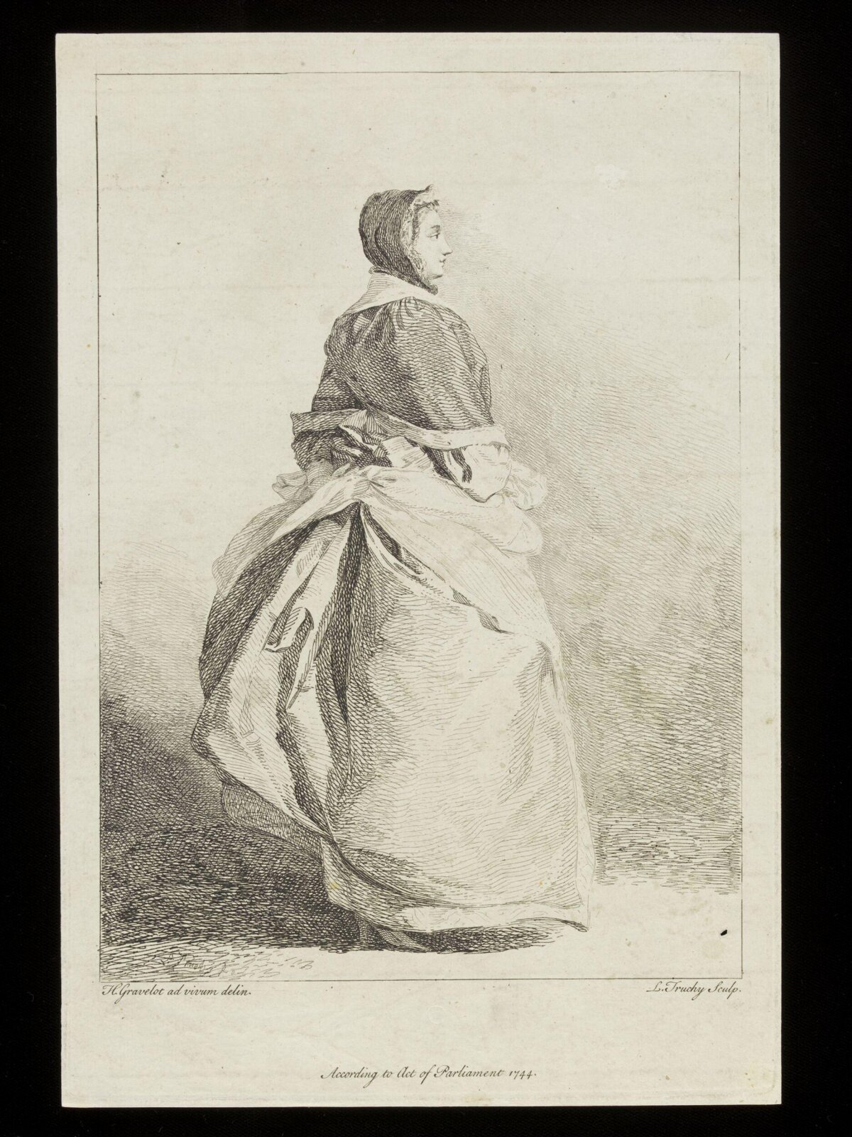 1744 Etching of a Standing Woman