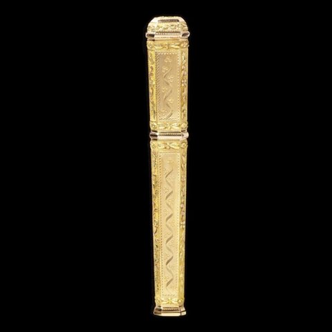 Antique Gold Engraved Cylindrical Case