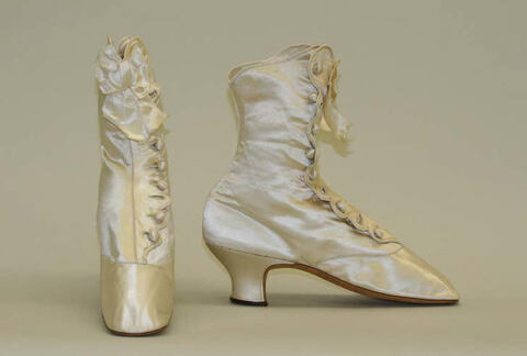 Vintage White Silk Ankle Boots