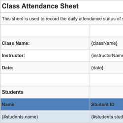 Class Attendance Sheet