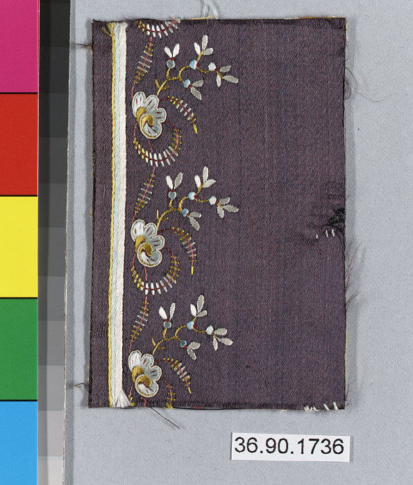 Embroidered Purple Textile Fragment