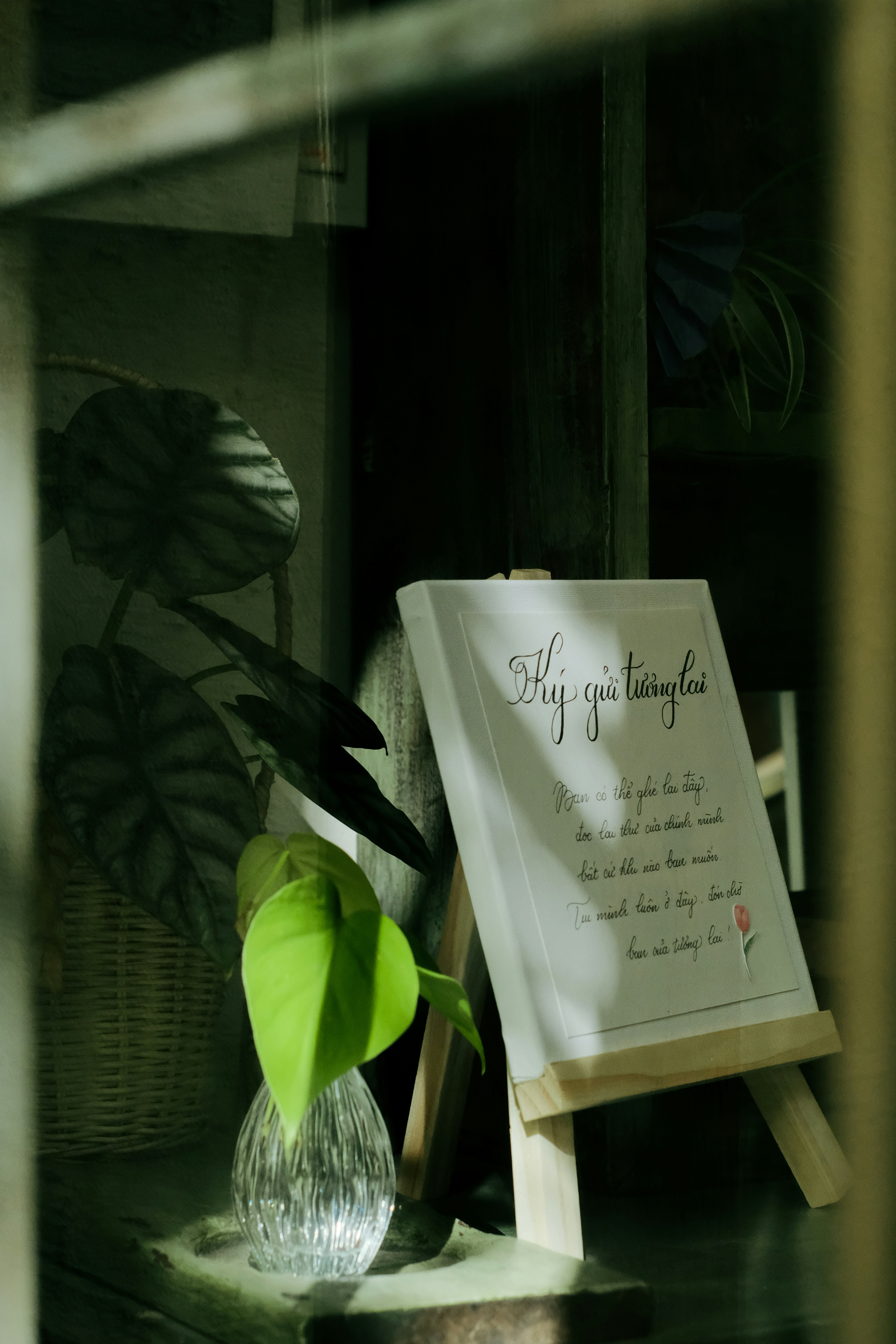 Cozy Corner with Handwritten Quote Sign