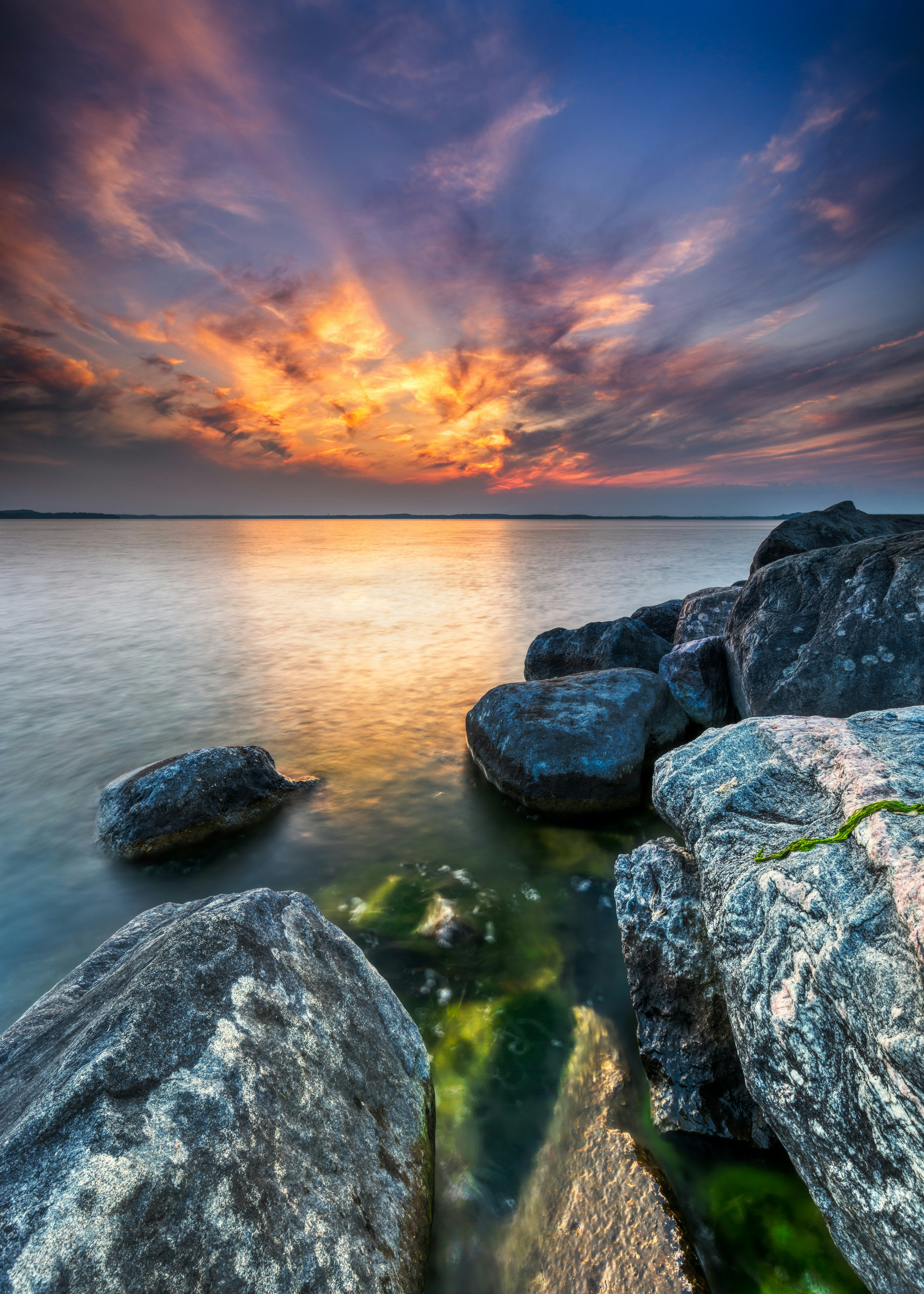 Rocky Lakeshore at Sunset