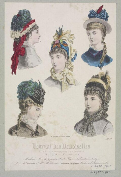 19th Century French Women's Hat Fashion Plate