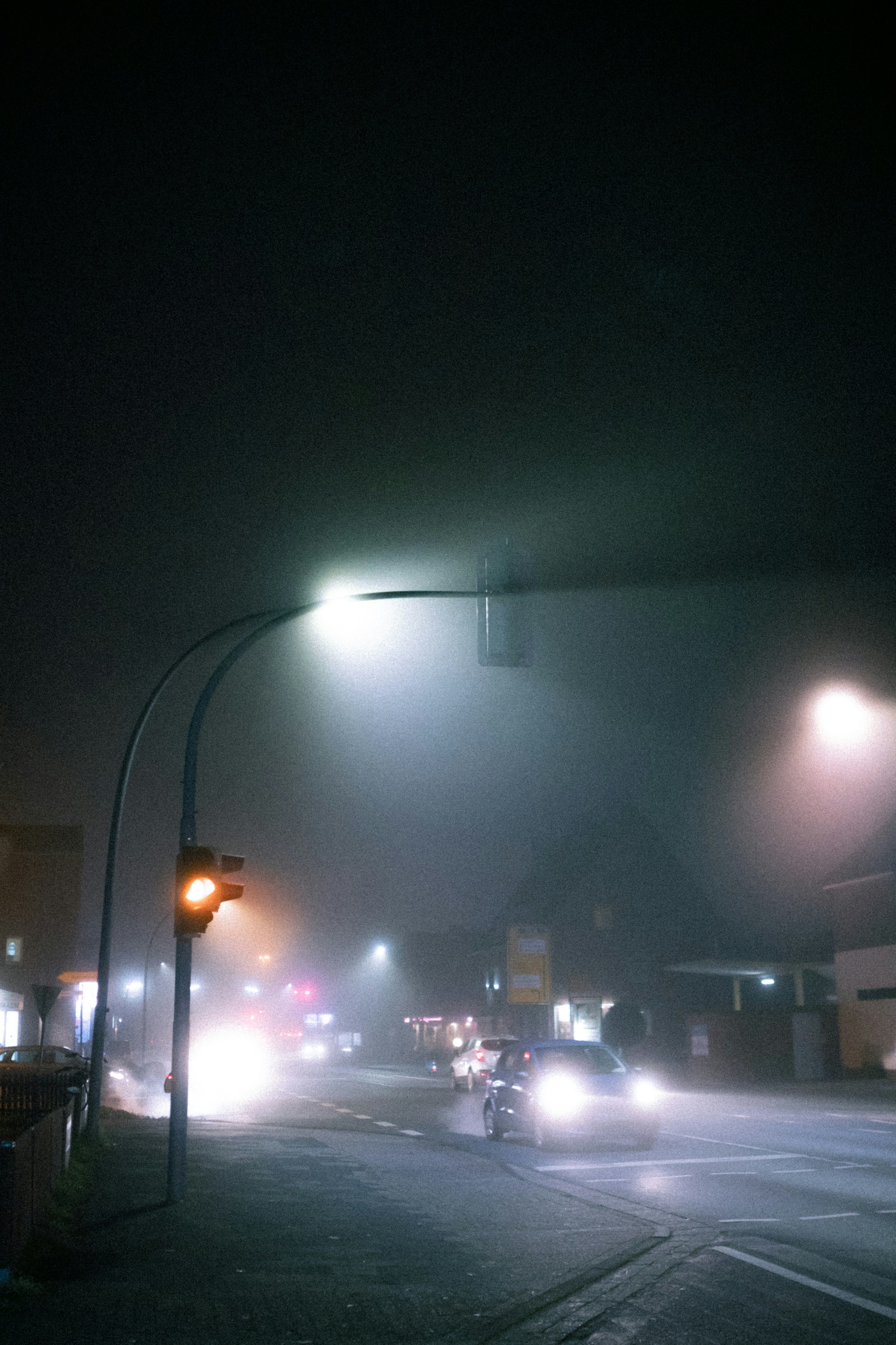 Foggy Night Street Intersection