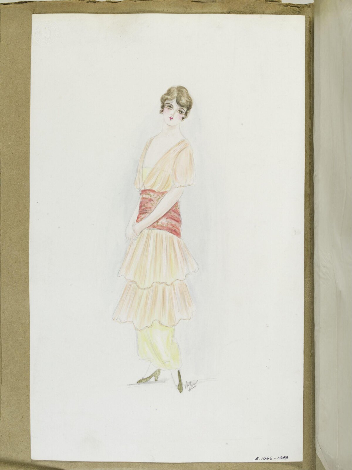 1910s Women's Dress Fashion Sketch