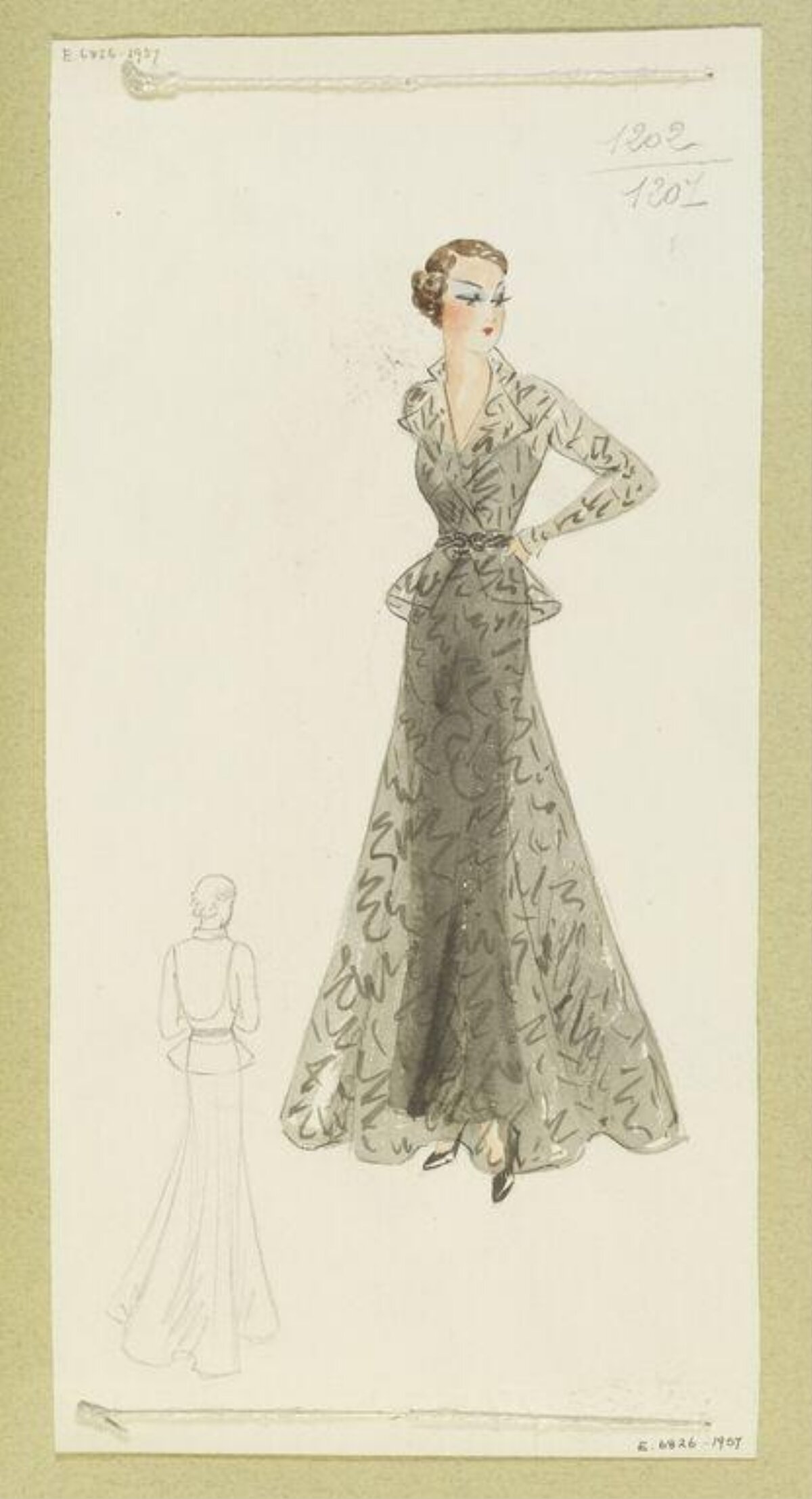 Vintage Evening Gown Fashion Sketch