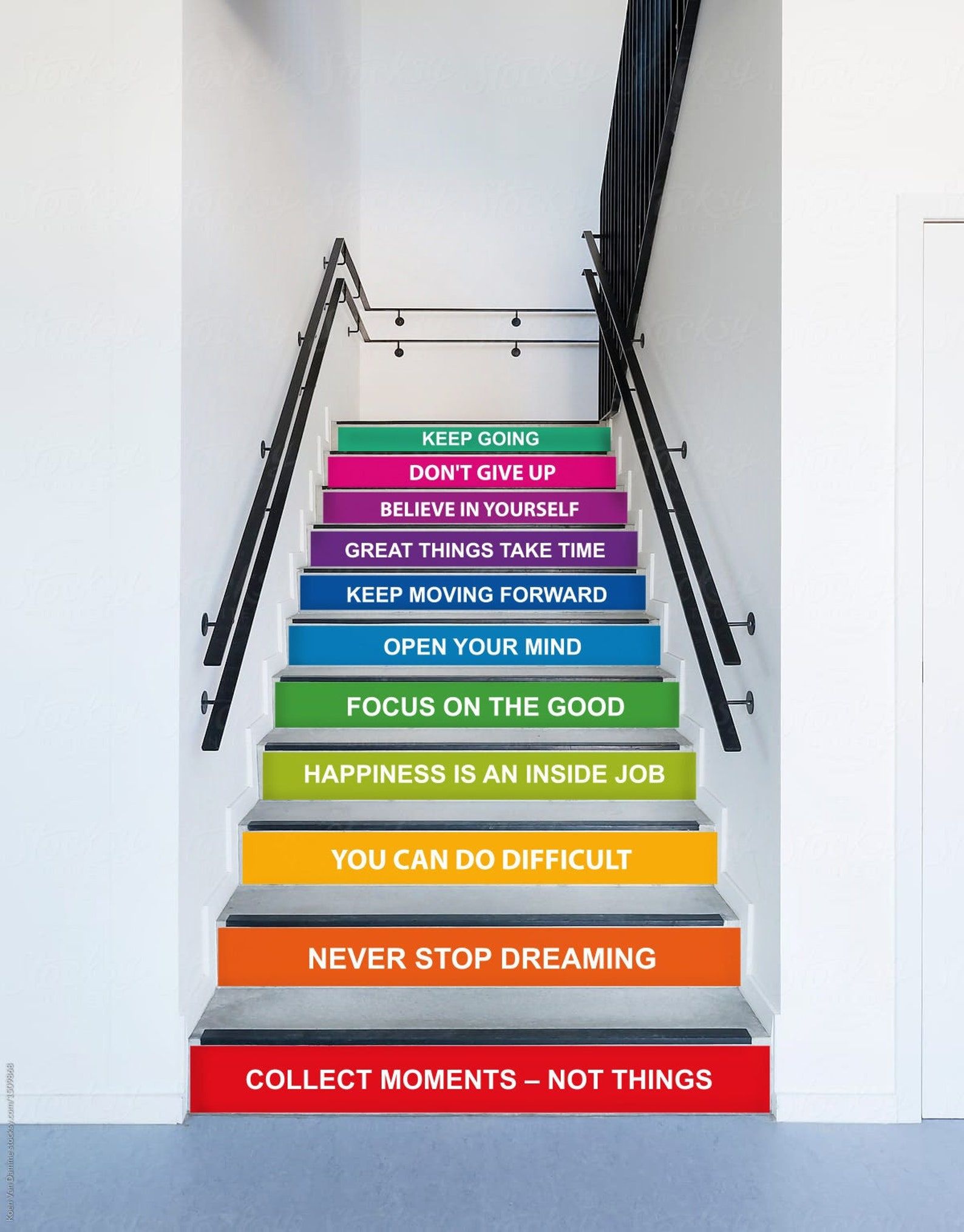 Colorful Motivational Quote Staircase