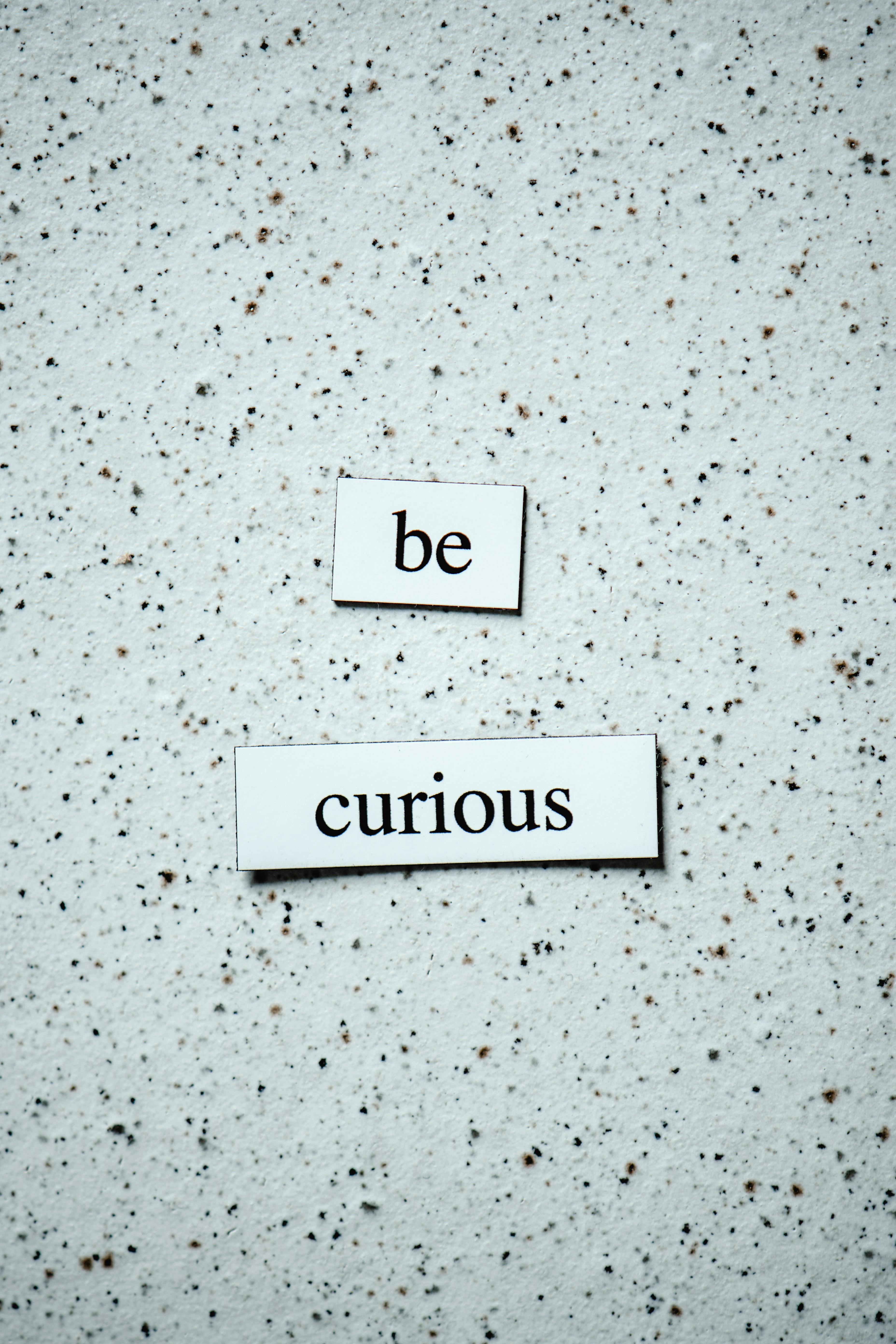 Be Curious Text On Speckled Background