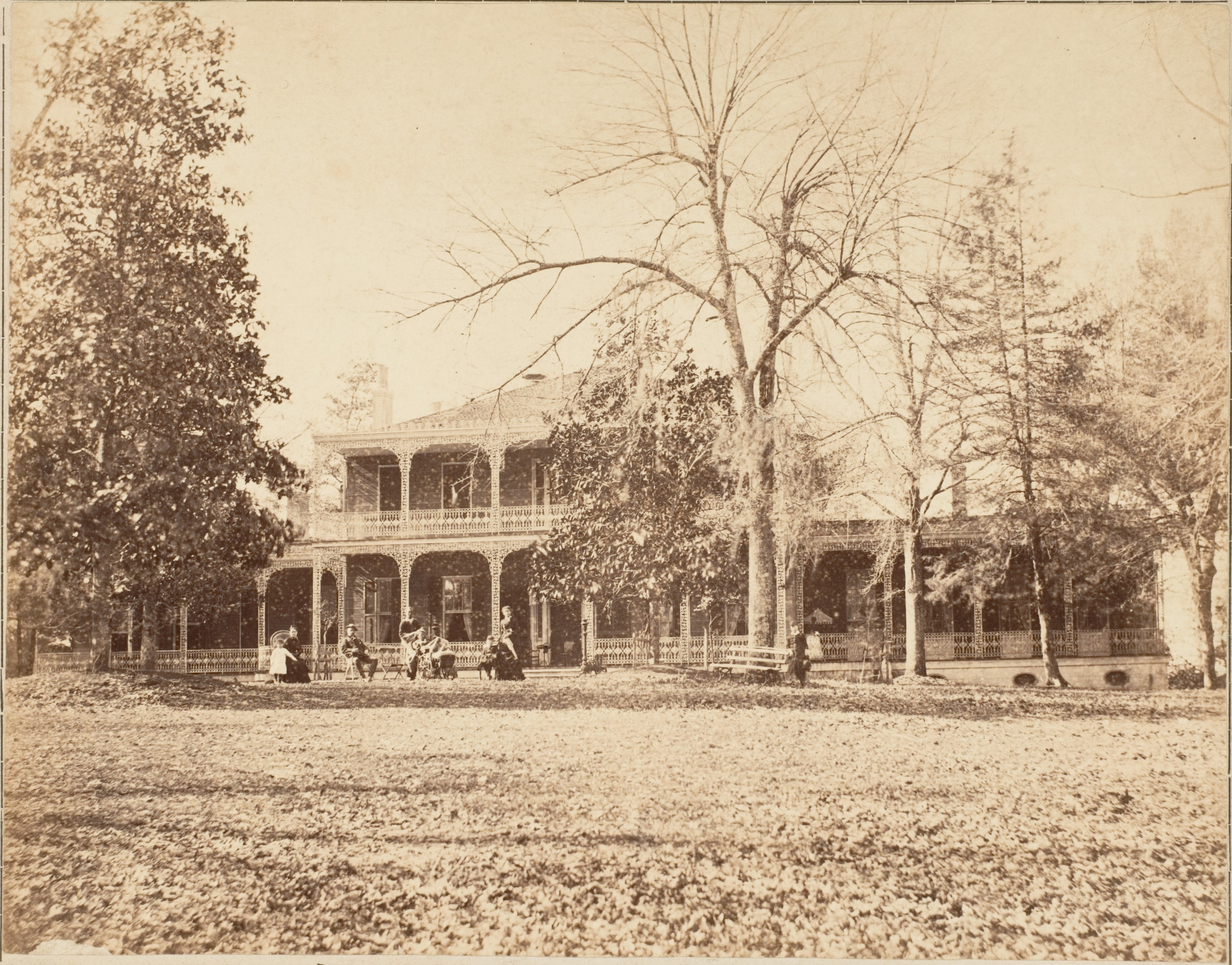 Vintage Photo of Country Mansion with Guests