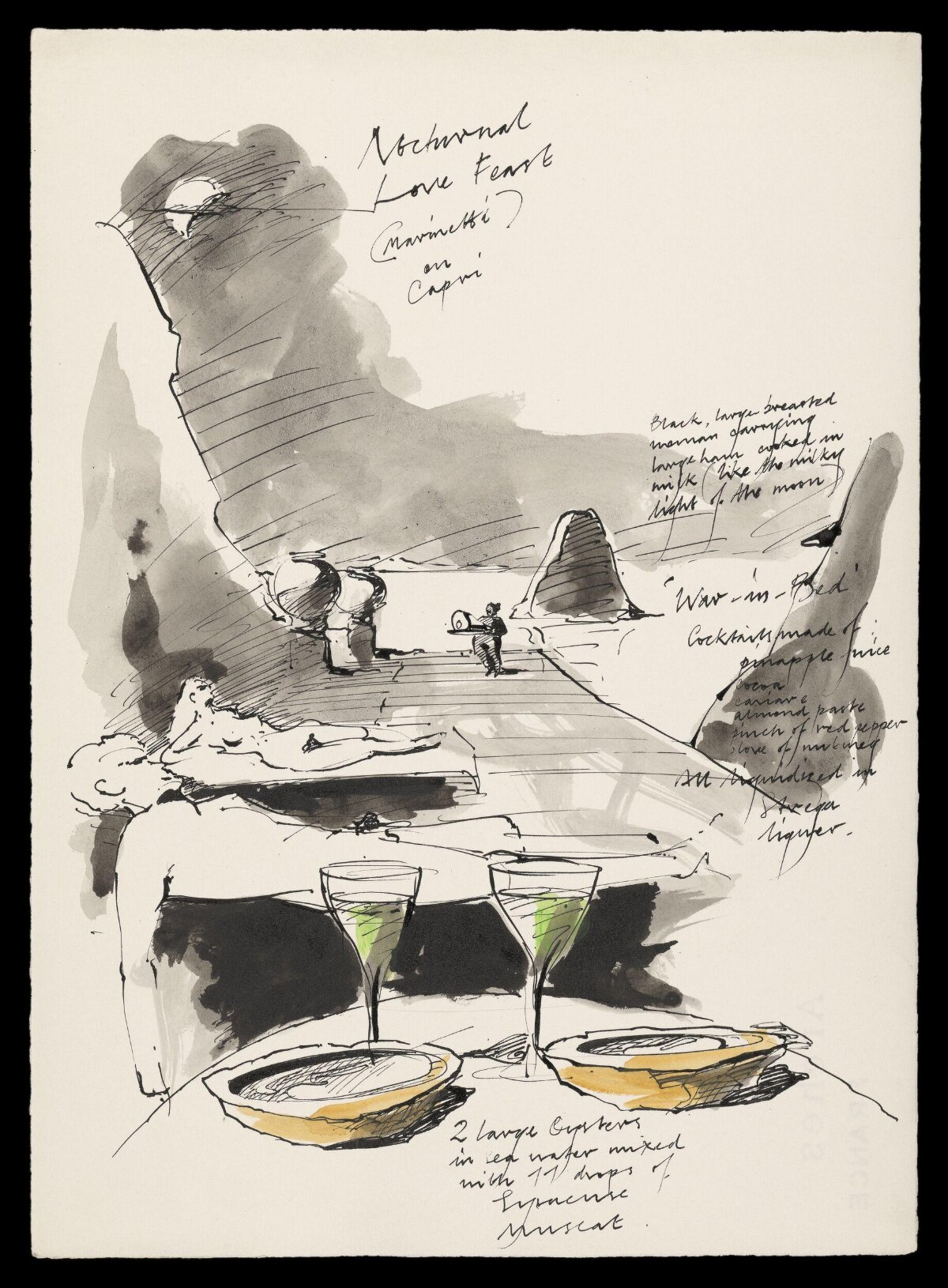 Ink Sketch of Capri Coastal Feast