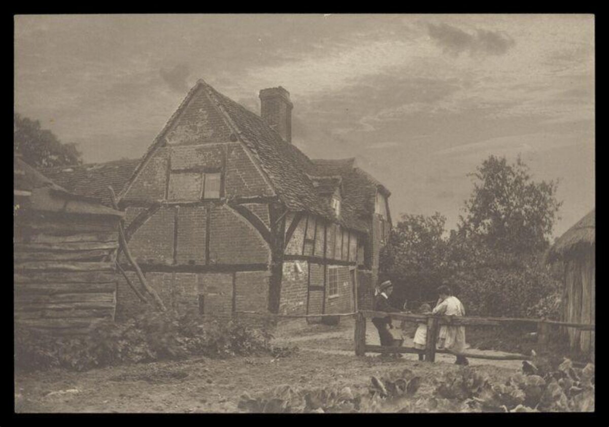 Vintage Rural Cottage Scene