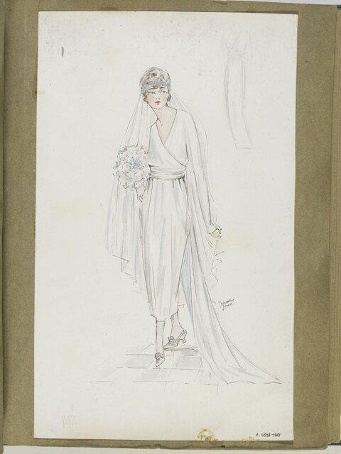 1920s Wedding Dress Fashion Sketch