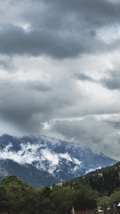 Cloudy Mountain Valley Landscape