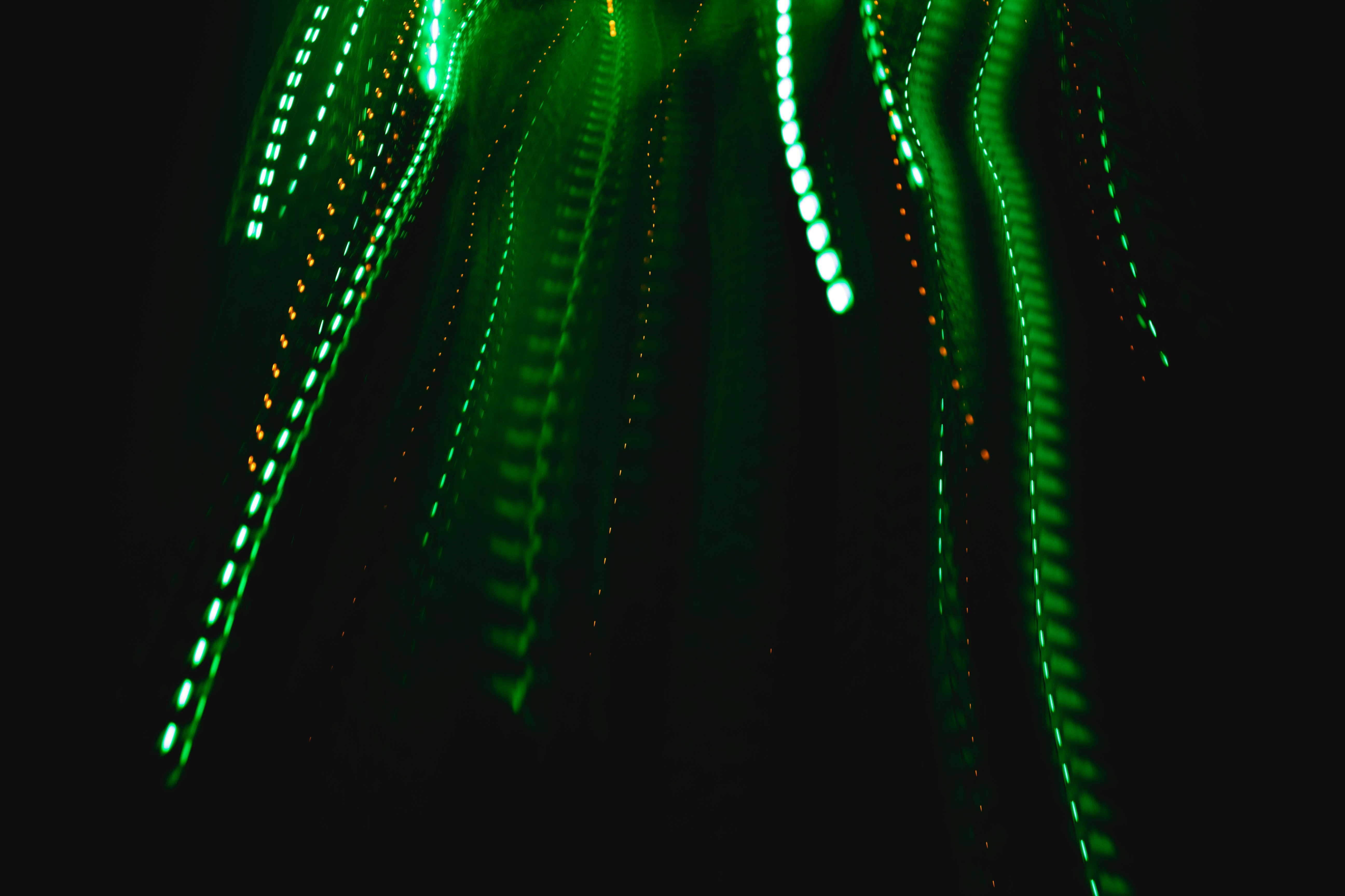 Green Glowing Vertical Light Trails