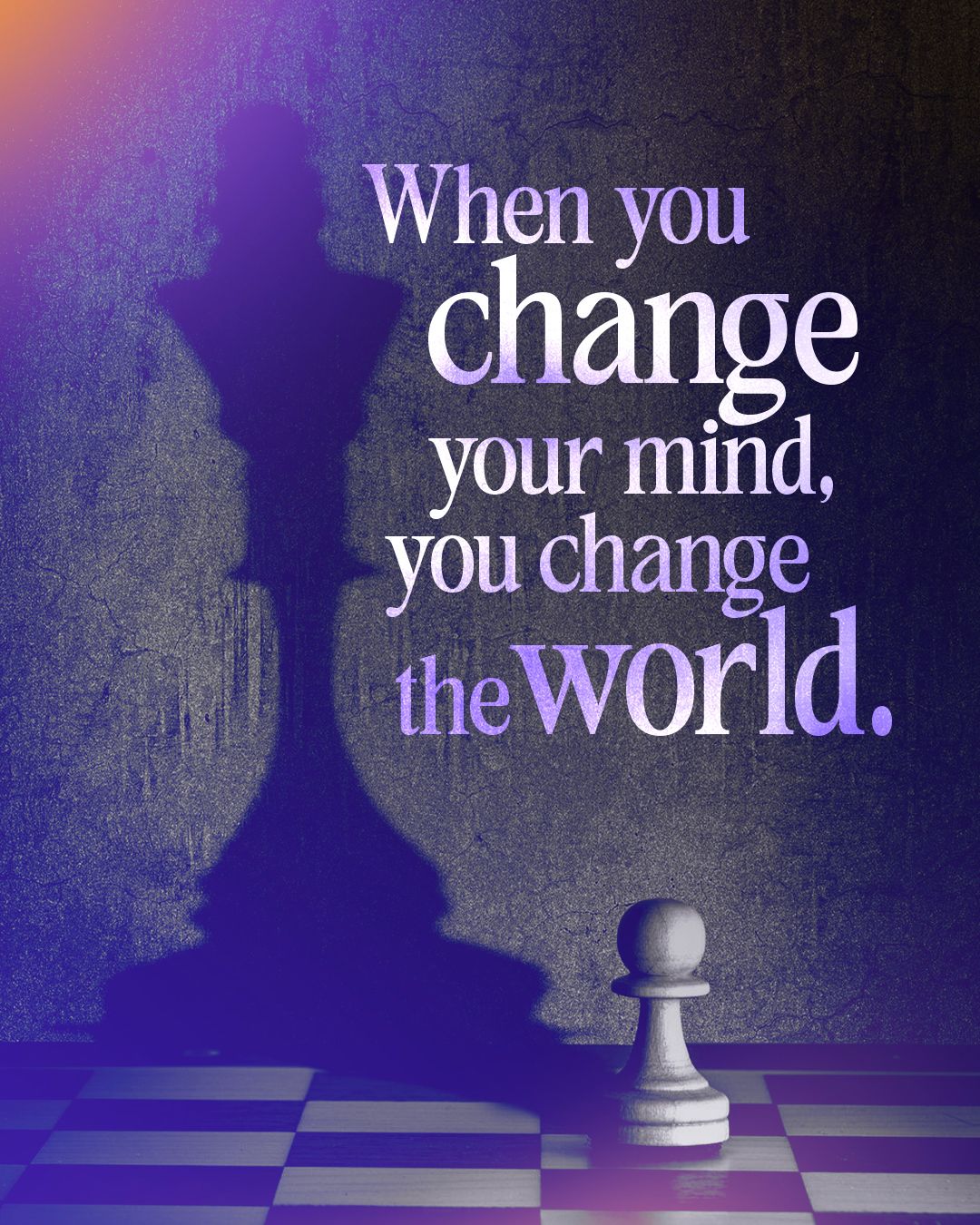 Motivational Change Quote with Chess Pawn