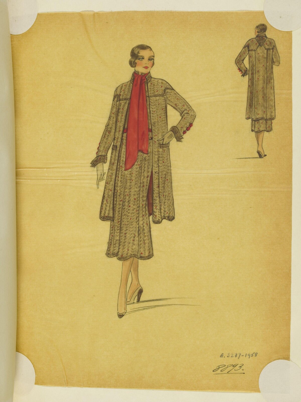 1920s Women's Suit Fashion Sketch