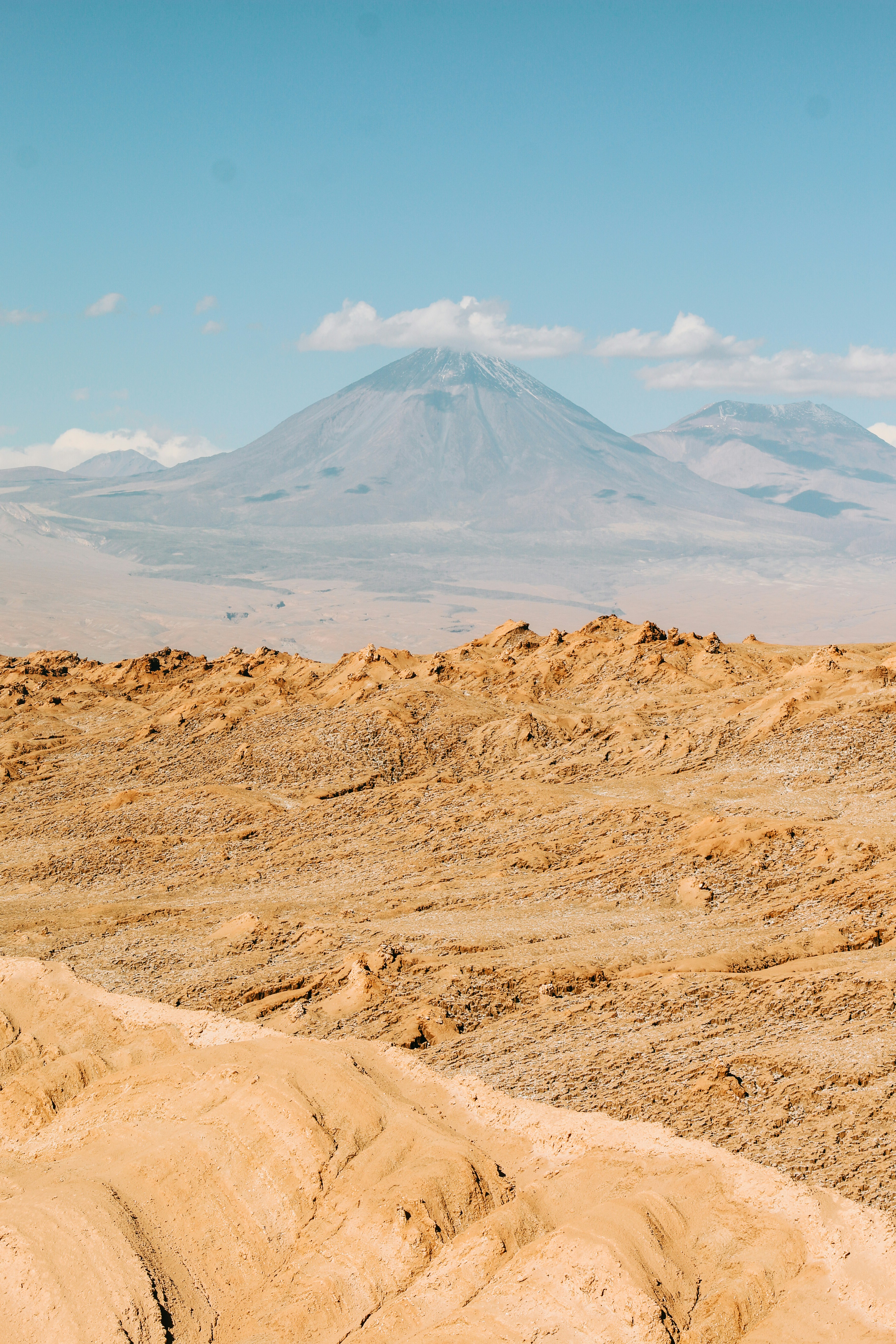 Desert Landscape with Distant Volcano