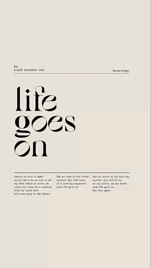 Life Goes On Lyric Typography Poster