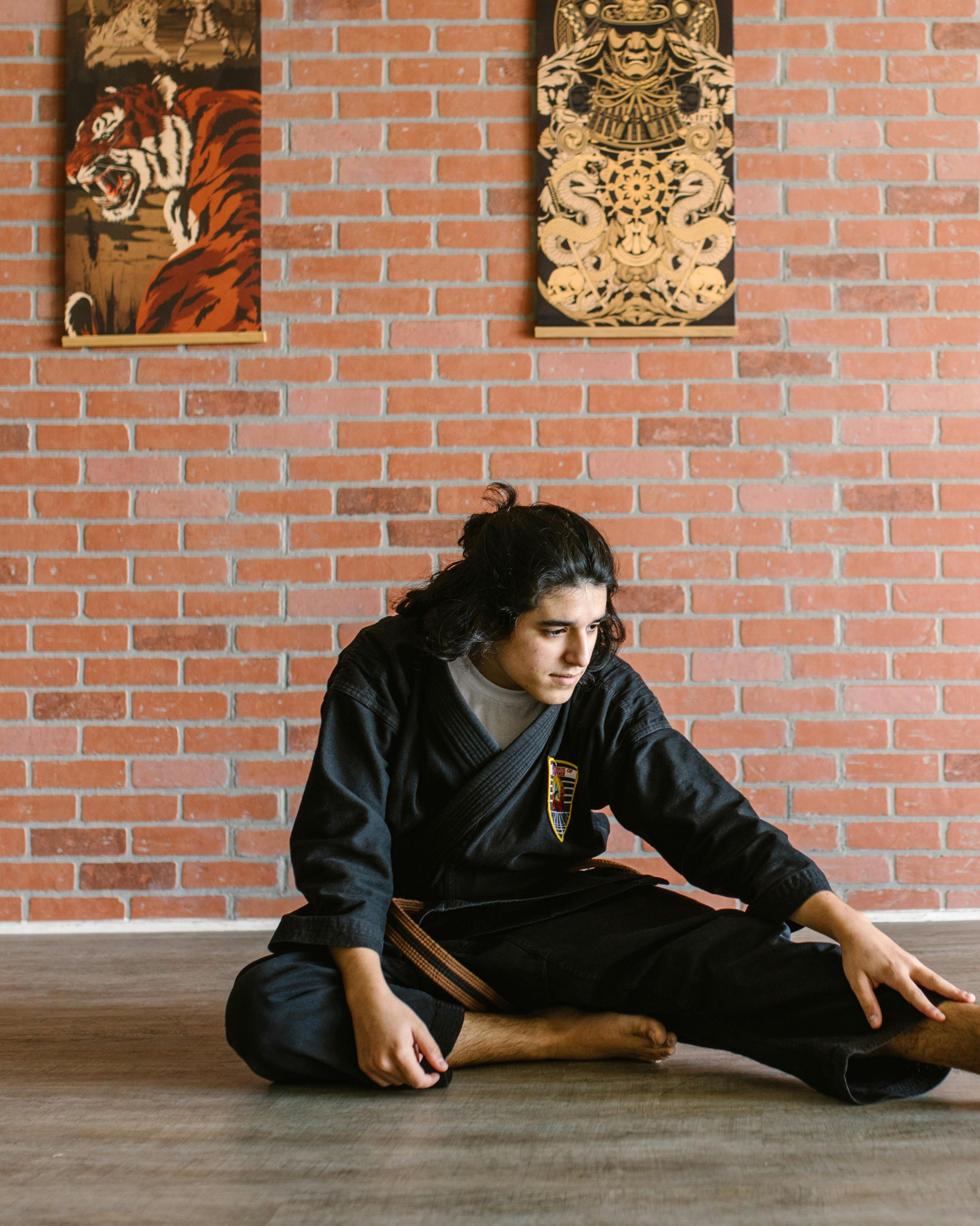 Martial Artist Stretching Before Training