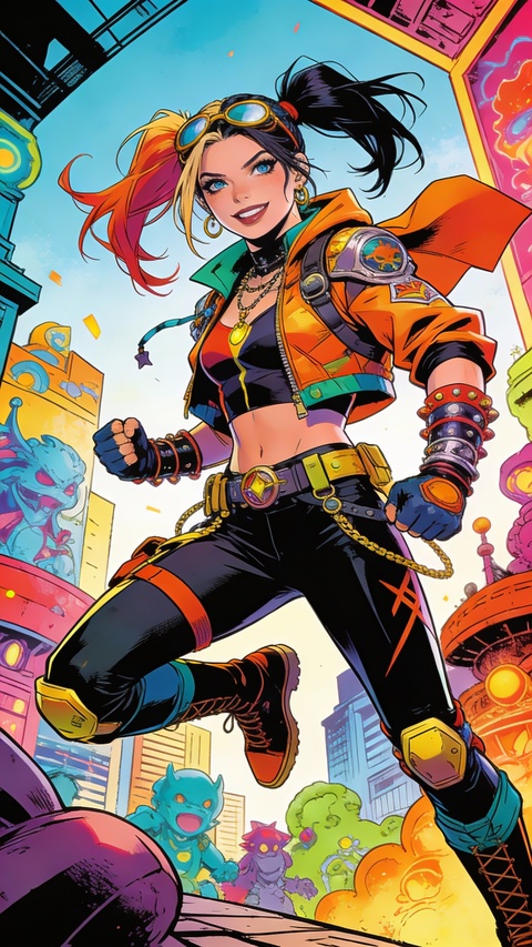 Comic Style Cyberpunk Heroine