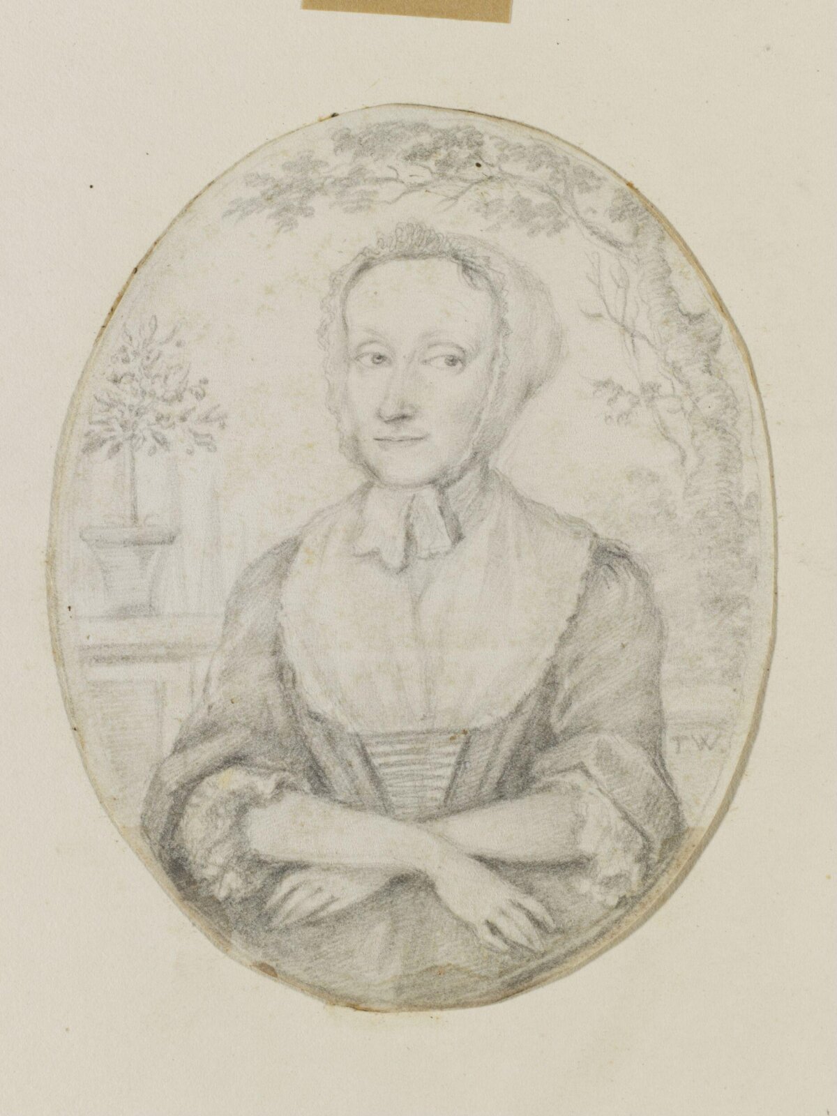 Oval Pencil Portrait of a Woman