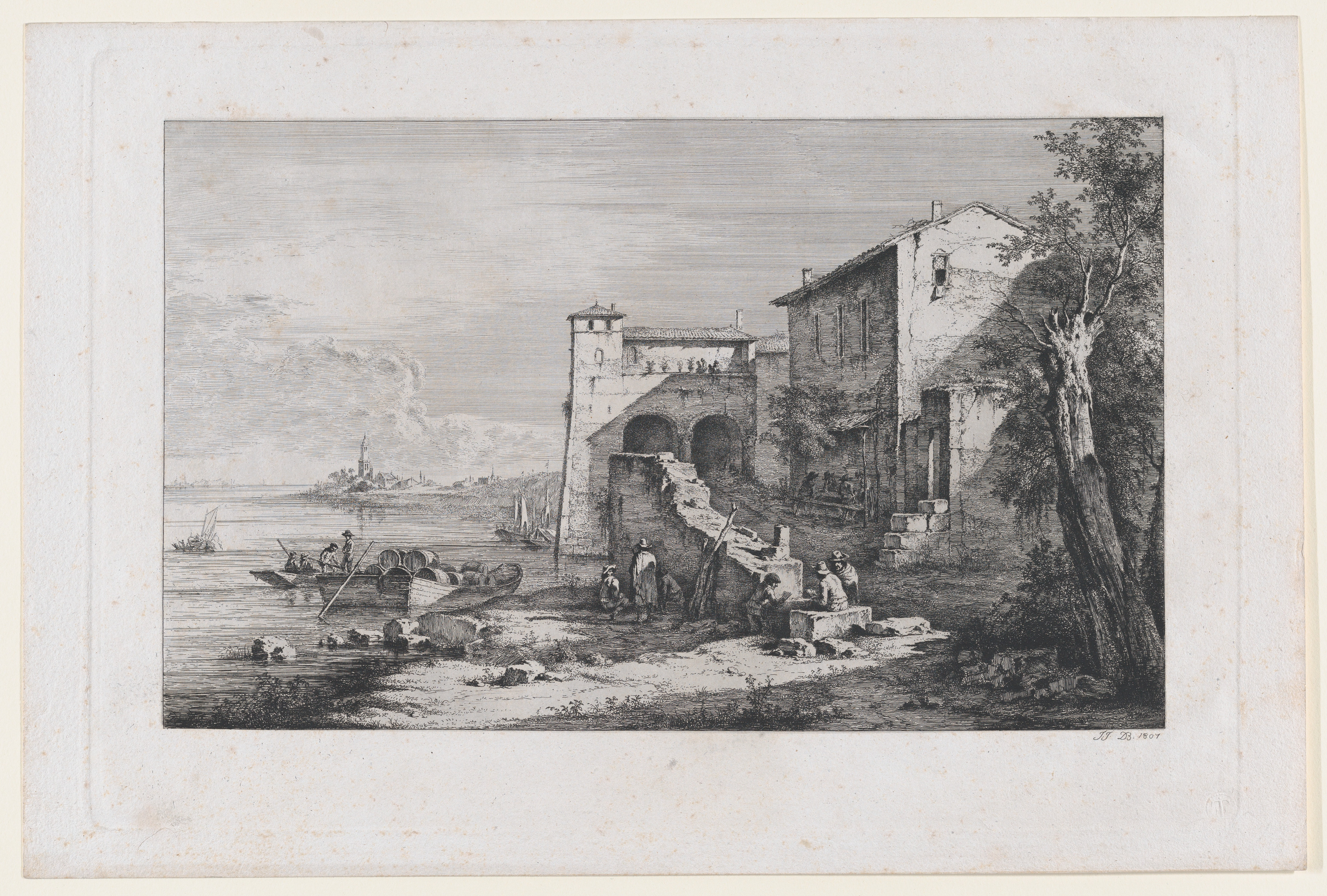 1801 Riverside Landscape Etching