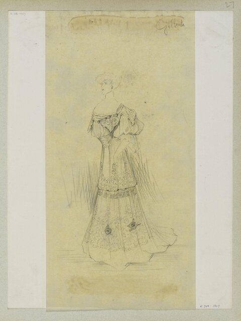 Pencil Costume Sketch for Evening Gown