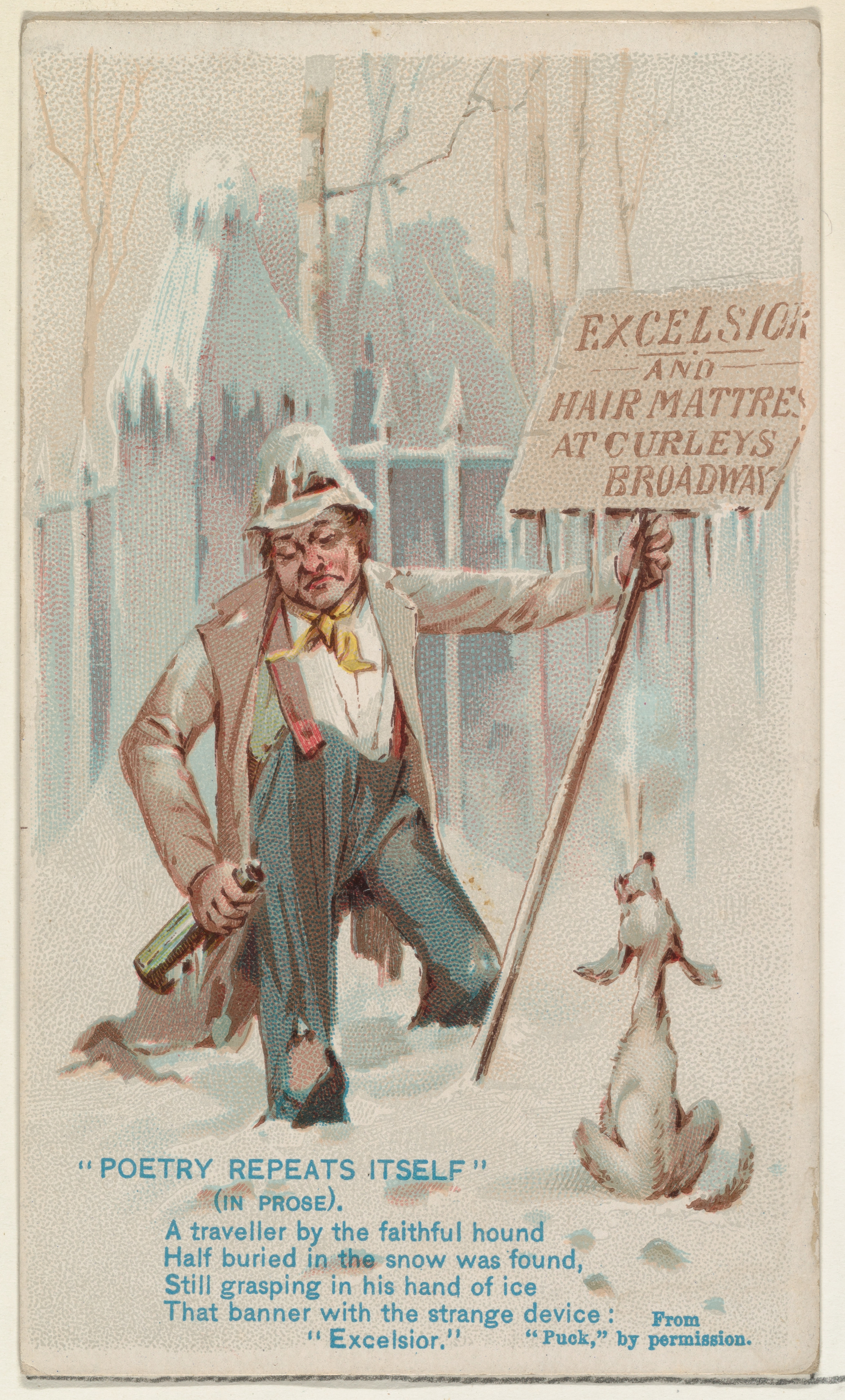 Vintage Excelsior Hair Mattress Ad Card