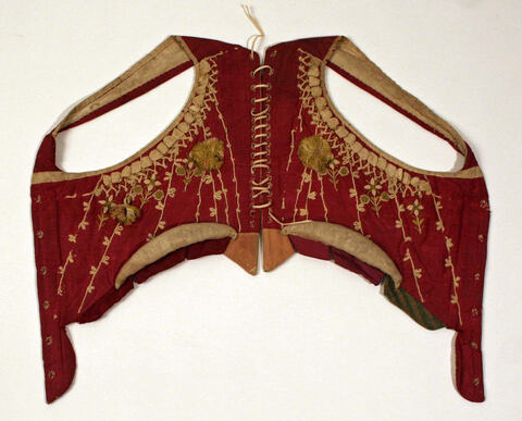 Antique Embroidered Red Corset Bodice