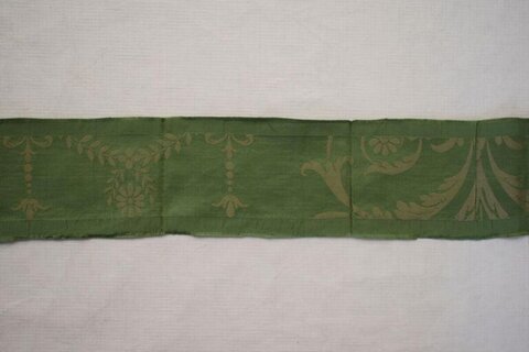 Green Damask Patterned Fabric Strip